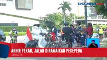 Pesepeda Ramaikan Jalan-jalan di Jakarta pada Akhir Pekan