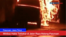 Minibus Habis Terbakar di Jalan Raya Malang-Pasuruan