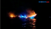 Kapal Pengangkut Beras Terbakar di Perairan Selat Buton