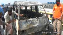 Minibus Terbakar di Flyover Cimindi, Sopir Luka Bakar