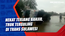 Nekat Terjang Banjir, Truk Terguling di Trans Sulawesi