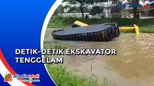 Detik- Detik Ekskavator Terseret dan Tenggelam di Sungai Kalimalang