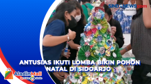Puluhan Anak Antusias Ikuti Lomba Bikin Pohon Natal di Sidoarjo
