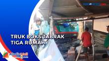 Truk Boks Tabrak Tiga Rumah hingga Rusak Parah di Mojokerto