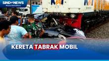 KA Jayabaya Tabrak Mobil hingga Terseret 100 Meter di Perlintasan Tanpa Palang Pintu