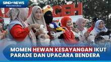 Menggemaskan! Pecinta Satwa di Banda Aceh Ajak Binatang Kesayangan Parade Bendera