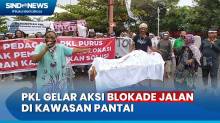 Dilarang Jualan di Pantai, PKL Blokade Jalan dan Usung Keranda Jenazah di Padang