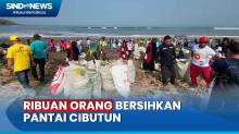 Disebut Pantai Terkotor, Ribuan Orang Bersihkan Pantai Cibutun di Sukabumi