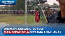 Ditemani Kaesang, Jokowi Main Sepak Bola Bersama Anak-Anak di Yogyakarta