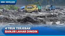 Hujan Deras, 4 Truk dan Penambang Pasir Terjebak Banjir Lahar Dingin Gunung Semeru