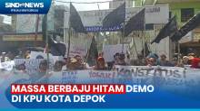 Kritik Pemilu 2024, Ratusan Massa Berbaju Hitam Gelar Demo di KPU Kota Depok