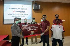 Astra Motor Makassar Donasi Rp30 Juta untuk Satgas Covid-19 Unhas