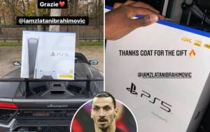 Heboh Zlatan Ibrahimovic bagi-bagi PS5 buat Rekannya di AC Milan
