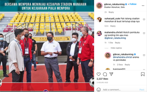 Gibran Tinjau Stadion Manahan, Netizen Minta Lampu dan Atap Model Tertutup