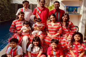 Kompaknya Raffi Ahmad dan Keluarga Rayakan Lebaran dengan Baju Senada