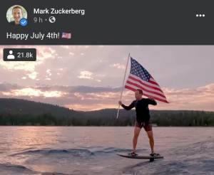 Mark Zuckerberg Naik Papan Seluncur Bawa Bendera Amrik, Warganet: Cringe Banget!