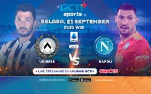 Live Streaming RCTI Plus Liga Italia Udinese vs Napoli: Jaga Tren Positif