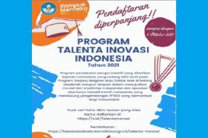 Pendaftaran Program Talenta Inovasi Diperpanjang hingga 6 Oktober, Ini Syaratnya
