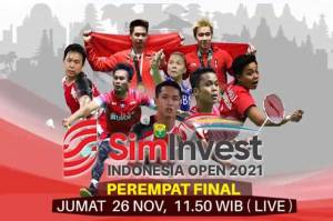 Jangan Lewatkan! Penampilan 6 Wakil Unggulan Indonesia di Babak Perempat Final Indonesia Open 2021, LIVE di iNews