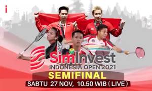 Jadwal Pertandingan dan Live Streaming iNews TV Semifinal Indonesia Open 2021