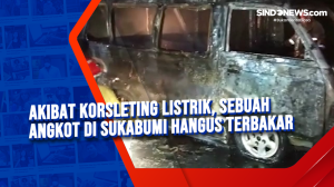 Akibat Korsleting Listrik, Sebuah Angkot di Sukabumi Hangus Terbakar