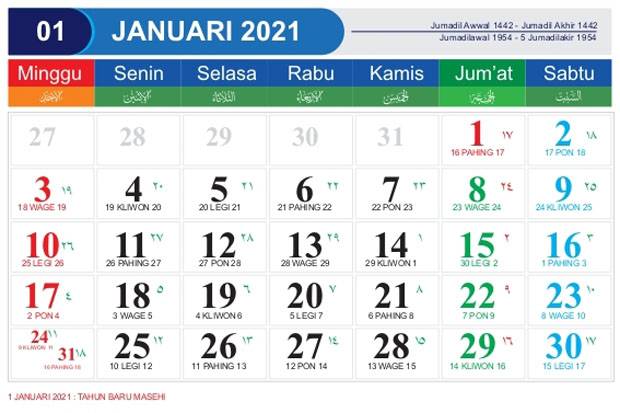 Featured image of post Kalender Januari 2021 Lengkap Dengan Weton - Dengan tahun baru islam 1443 hijriah alias pergantian tahun dalam penanggalan hijriah, akan masuk pada sekitar bulan agustus 2021 nanti.
