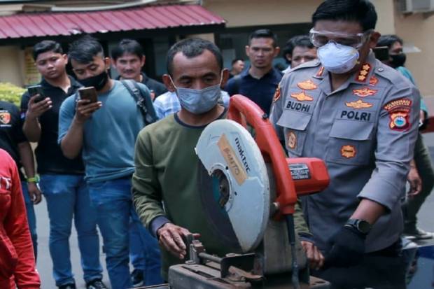 940 Sajam Sitaan Batalyon 120 Dimusnahkan Polrestabes Makassar