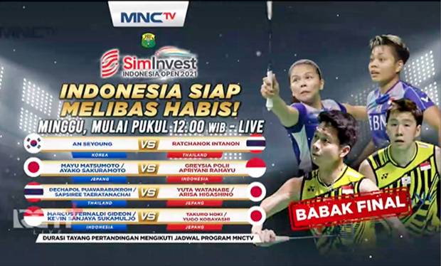 Link Streaming Final Indonesia Open 2021: Merah Putih Incar 2 Gelar