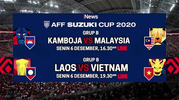 Hari Kedua Piala AFF 2020, Saksikan Pertandingan Kamboja vs Malaysia dan Laos vs Vietnam Hari ini! LIVE di iNews