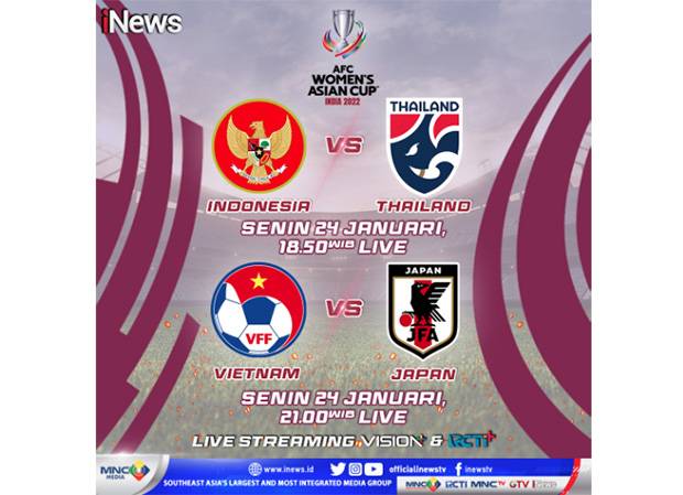 Link Live Streaming Indonesia vs Thailand di AFC Women Asian Cup 2022, Hari Ini di iNews!