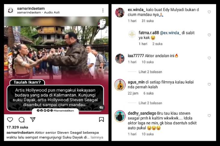 Steven Seagal Cium Mandau untuk Hormati Suku Dayak, Netizen Singgung Edy Mulyadi