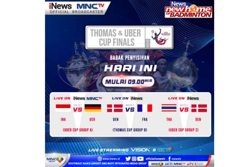 Saksikan Indonesia vs Jerman di Uber Cup 2022 Hari ini, LIVE di iNews