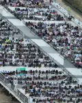Foto Udara Suasana Salat Idul Fitri Perdana di Jakarta International Stadium