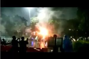 Pascademo di DPR Selesai, Pos Polisi Pejompongan Terbakar