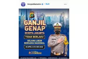 Hore! Libur Lebaran, Jakarta Bebas Ganjil Genap hingga 8 Mei