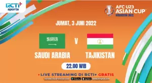 Link Live Streaming RCTI Plus, Jumat (3/6/2022): Arab Saudi U23 vs Tajikistan U-23 di AFC Cup U-23