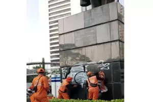 Patung Jenderal Sudirman Jadi Sasaran Vandalisme, PPSU Turun Tangan