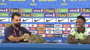 Vinicius Junior Tertawa saat Media Officer Lemparkan Kucing, Netizen: Semoga Brasil Tidak Juara!