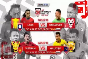 Saksikan LIVE di iNews! AFF Mitsubishi Electric Cup 2022: Laos vs Singapura dan Vietnam vs Malaysia
