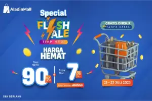 Serbu Flash Sale di AladinMall Diskon s.d 90% + 7% + Gratis Ongkir, Solusi Hemat Tanggal Tua!